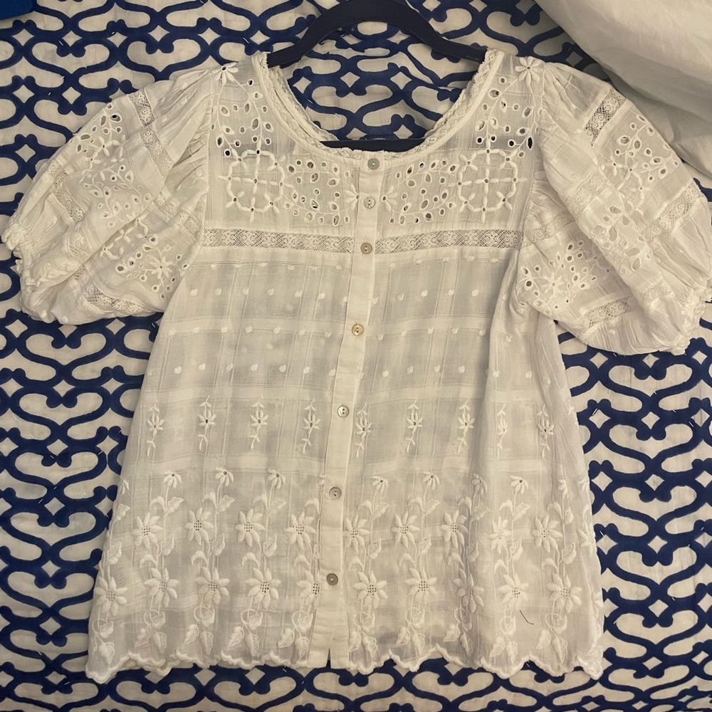 LoveShackFancy white blouse size xs
